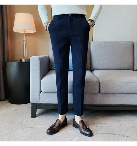 Business Casual Suit Pants For Men Clothing Fit Formal Wear Trousers 36 - Imagen 18 de 30