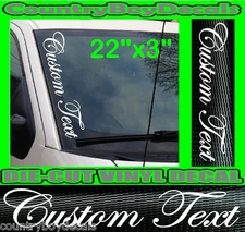 CUSTOM TEXT Script VERTICAL Windshield Vinyl Side Decal Sticker Car Truck Boat