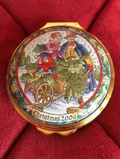 Halcyon Days Christmas 2006 Enamel Trinket Box. New, Never Removed From Box.