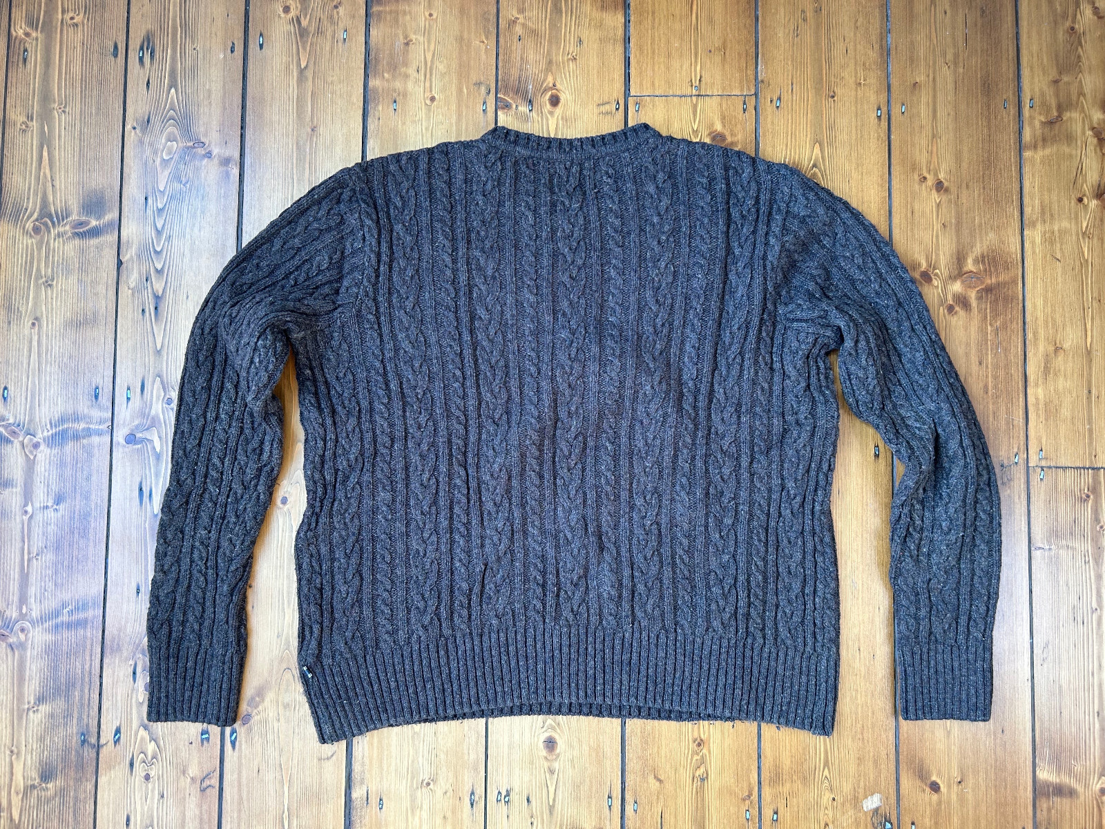 Edwin Oiler Brown Wool Cable Knit Sweater XLarge eBay