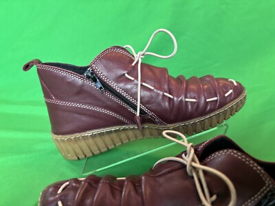Spring Step Nespea Booties Burgundy Leather Lagenlook Comfort EU 39/8 Spring Step Nespea Comfortable Wedge Boots – Spring Step Shoes main image 4