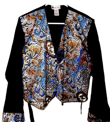 Dressy ANA MORI Blouse, Sleeved Vest-one size Pretty bling deco & sheer sleeves!