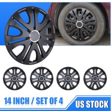 4pcs 14in Black Matte Covers Snap On Full Hub Caps Fits R14 Tire Steel Rim New 4pcs 14in Black Matte Covers Snap On Full Hub Caps Fits R14 Tire Steel Rim New