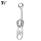 TT Clear Crystal Zipper Dangle Belly Bar Ring BL167A