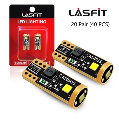 Lasfit T10 LED License Plate Light Bulbs 6000K Bright White 168 2825 194 Canbus