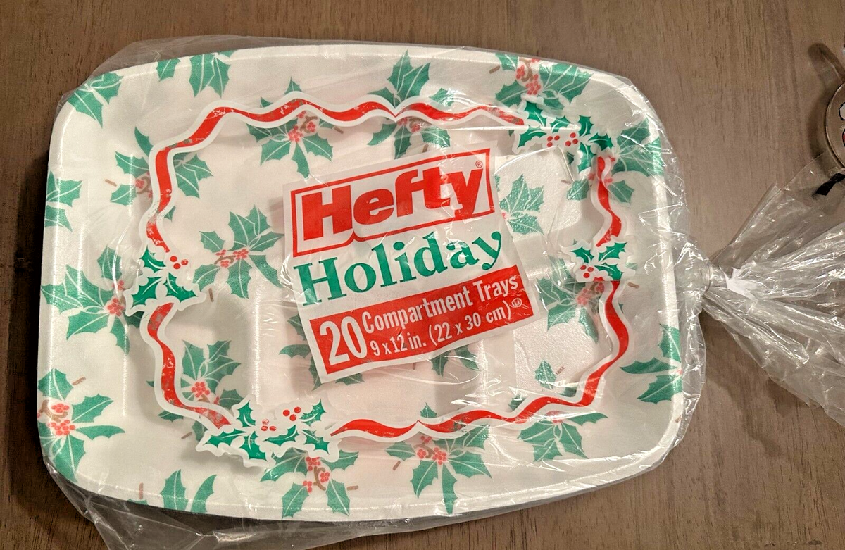 Vintage Hefty Holiday Compartment Trays Foam Disposable Plates 20
