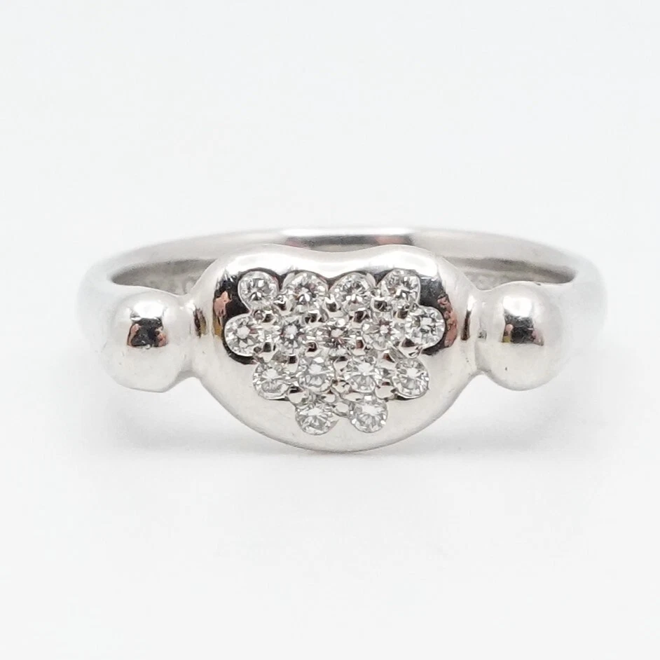 Tiffany & Co. Elsa Peretti Platinum Pave Diamond Bean Band Ring   Size 4.25