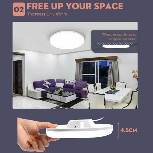 50W Round LED Ceiling Light Panel Down Lights Wall Lamp Living Room Bathroom uk - Picture 12 of 17