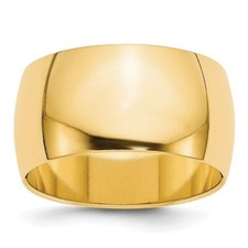 14k Yellow Gold 10mm Half-Round Wedding Band Ring Size 6 for Women 8.03gm