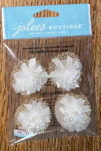 Very RARE Jolees Layered LACE FLOWERS Ribbons Burlap VINTAGE 3D Wedding Stickers - Picture 2 of 8