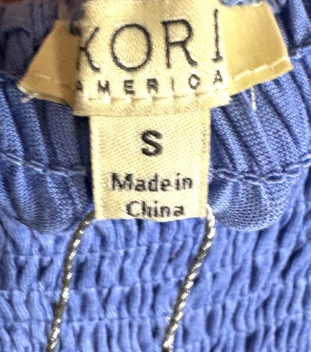 Kori Blue Strapless Dress Small Periwinkle Blue Smocked Top Women NEW - Picture 9 of 13