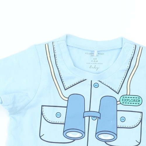 Polarn O. Pyret Baby Blue Cotton Blend T-Shirt Size 3-6 Months adve - Picture 5 of 12