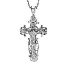 Sterling Silver Crucifix Cross Pendant, Italian Box Chain