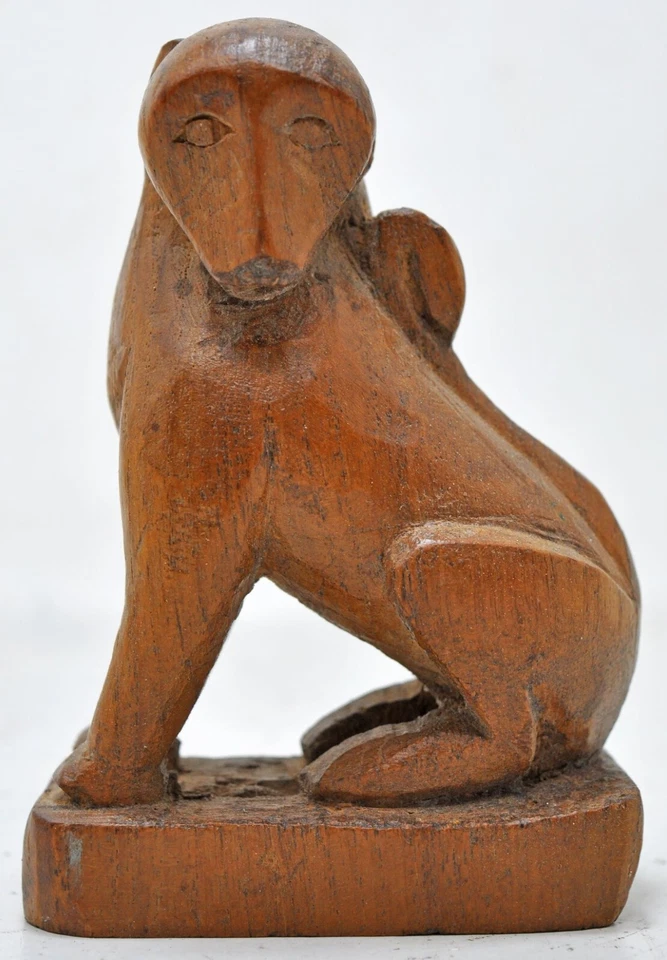 Antique Wooden Lion Statue Figurine Original Old Fine Hand Carved - image 2 of 4