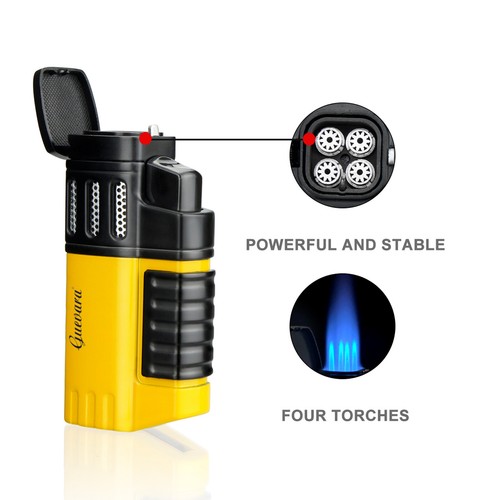 Jet Torch Lighter Strong 4 Flame Butane Refillable Cigarette Lighter with Punch - Picture 6 of 14