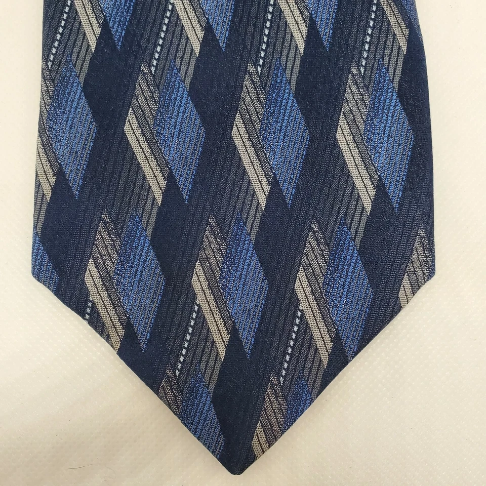 Corbata Haggar Clothing para hombre azul gris seda diamante geométrico 60"L x 4"W Foto 4 de 4