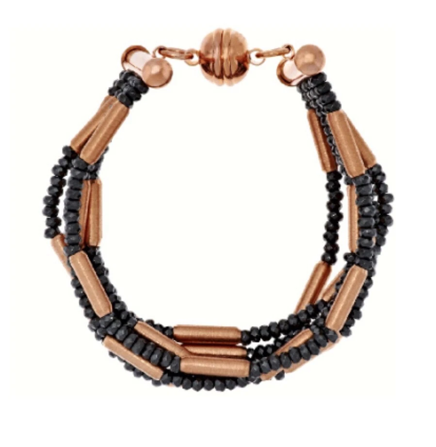 Pulsera Magnética Bronce Multi Hilo Hematita Plata Talla Med Foto 2 de 4