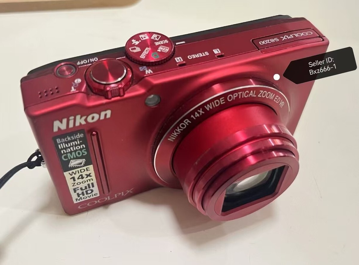 Nikon COOLPIX S8200 Red Digital Camera 16.1MP Compact 14x zoom