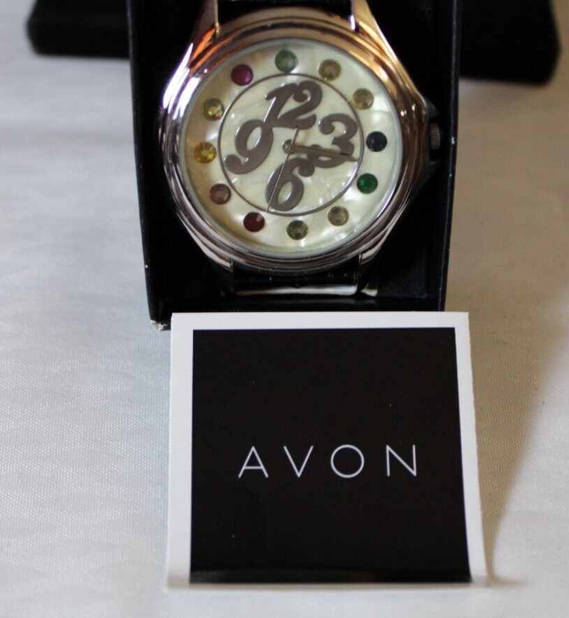 AVON Womens Multi-colored Rhinestone Rainbow Watch Faux 