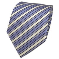 Tigertie Designer Seidenkrawatte Blau Hellblau Weiß Gestreift - Krawatte Seide