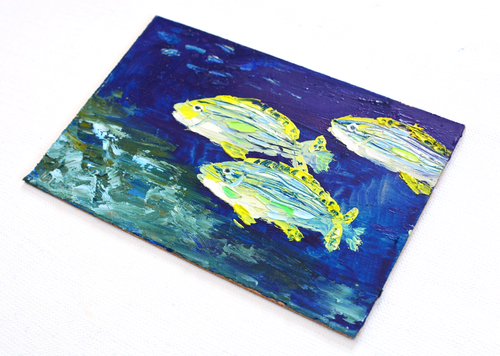 Fish Original Oil Painting 4"x6" Ocean art Underwater world - Picture 4 of 7