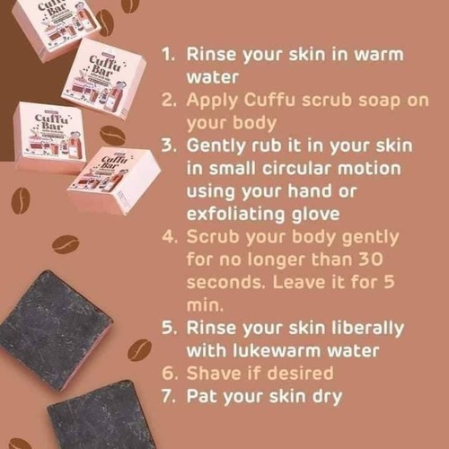 2 Bars Magara Skin Cuffu Bar Coffee Scrub Soap 60g Each - Picture 3 of 4
