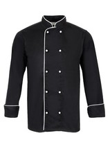 BRAND NEW CHEFS JACKET WITH CONTRAST TRIM, BLACK OR WHITE BANQUET COAT, UNISEX