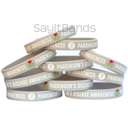 2 Parkinson-Krankheit Bewusstsein Armbänder - Armbänder mit Tulpe & grauem Band - Bild 5 von 5