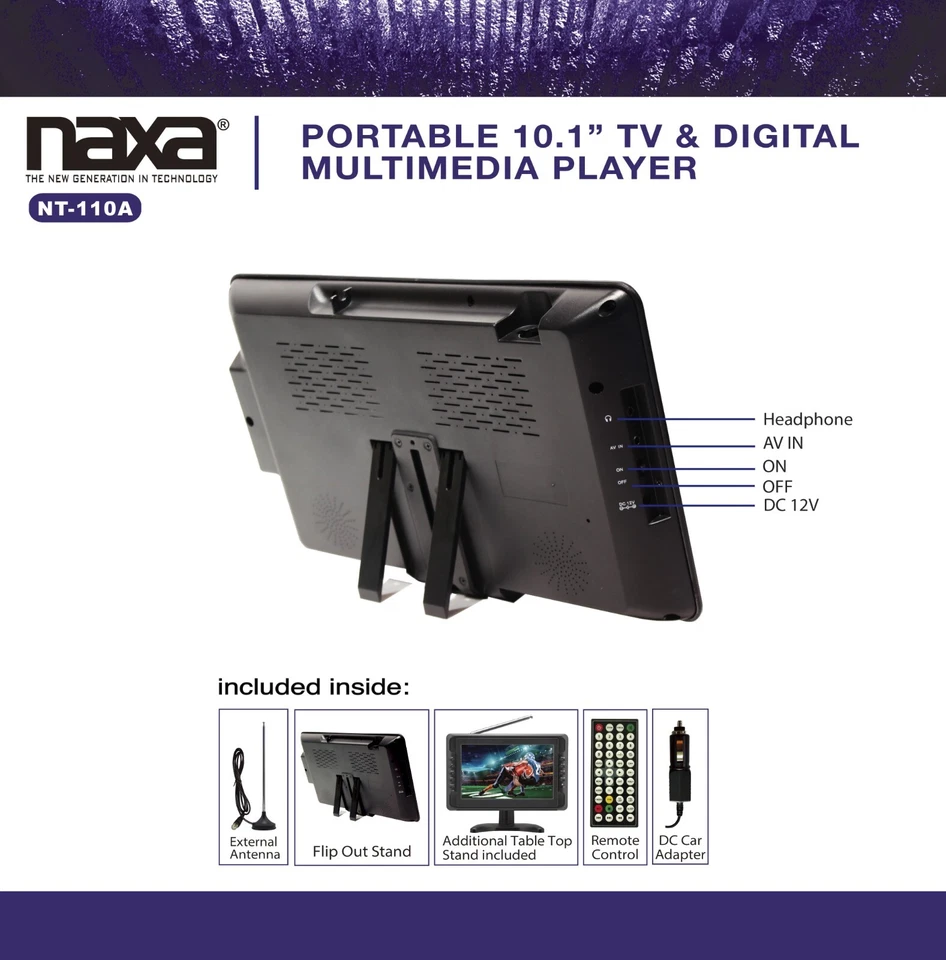 Naxa Portable 10.1” TV & Digital Multimedia Player for Car or RV - FREE SHIPPING - Image 2 of 4