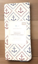 Pottery Barn Baby Organic Crib Fitted Sheet Anchors Nautical Red White Blue