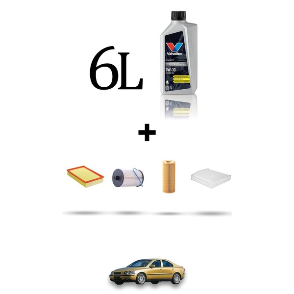 Hoffcar Servicekit 4 Filter Und 6L ÖL FüR Volvo S60 2.4 Cdi 85Kw Von 2003 Bis-image