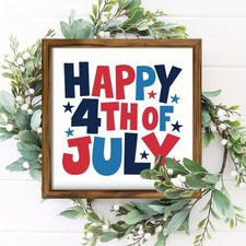 Happy 4th Of July Patriotic Wooden Plaque USA Stars Stripes Home Decoration Gift