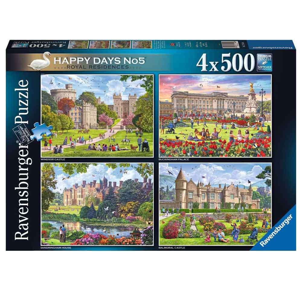 Ravensburger Happy Days No.5 Royal Residences 4 x 500 Piece Jigsaw Puzzle Set