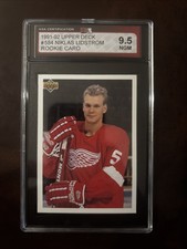 1991 UPPER DECK #584 NIKLAS LINDSTROM RC ROOKIE KSA 9.5