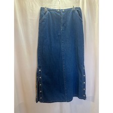 Vintage Sunshine Apparel Denim Maxi Skirt Size 11/12 Snap Detail