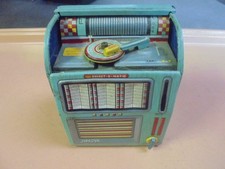 Vintage tin windup Jukebox bank Made in Japan 100 Select-o-Matic