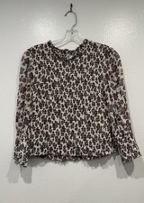 Veronica Beard Kali Top Floral Smocked Kali Cottage Boho Chic Preppy Sheer
