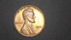 1941 Lincoln Cent Pair AU Toned + Grease Strike Error Weak Date Mint Error