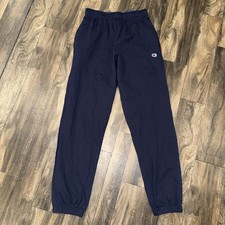 Champion Fleece 100 Cotton Athletic Pants Navy Blue Pockets Men's Size S