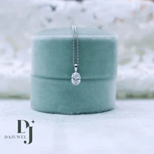 Moissanite Solitaire Wedding Pendant Solid 14K White Gold 1.50 Carat Oval Cut