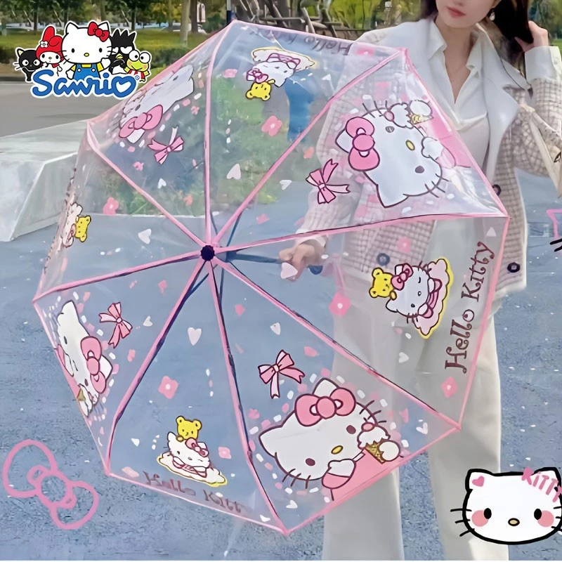 Paraguas Transparente Automático Dibujos Animados Plegable Paraguas Lindo Paraguas Infantil Foto 2 de 4