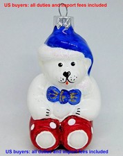 Hand-Blown Glass Ornament Bear 4" Modern Tree Decoration Ukraine 2022