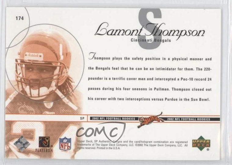 2002 SP Authentic Rookie Authentics /1150 Lamont Thompson #174 Rookie RC - Image 2 of 2