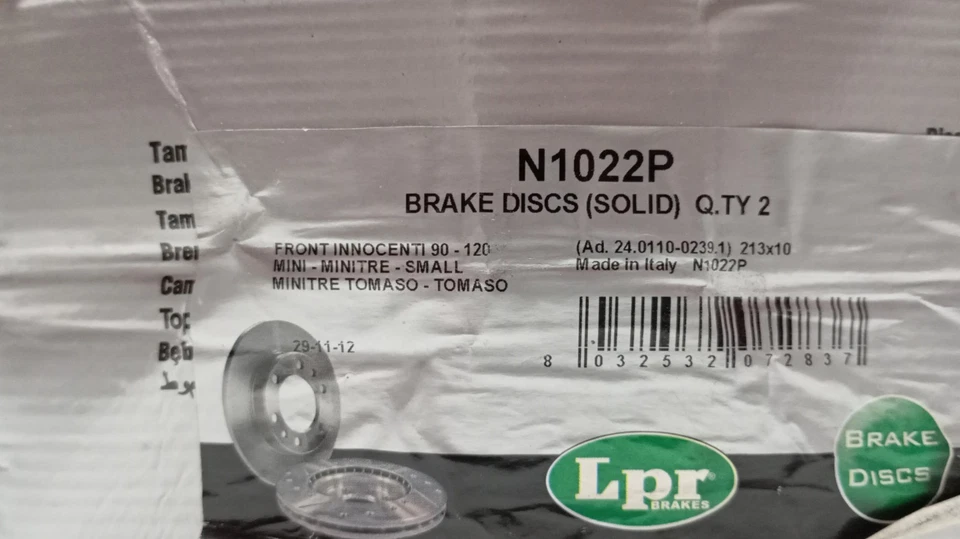 LPR N1022P DISQUE DE FREIN AUSTIN / INNOCENTI / ROVER - Photo 2/2