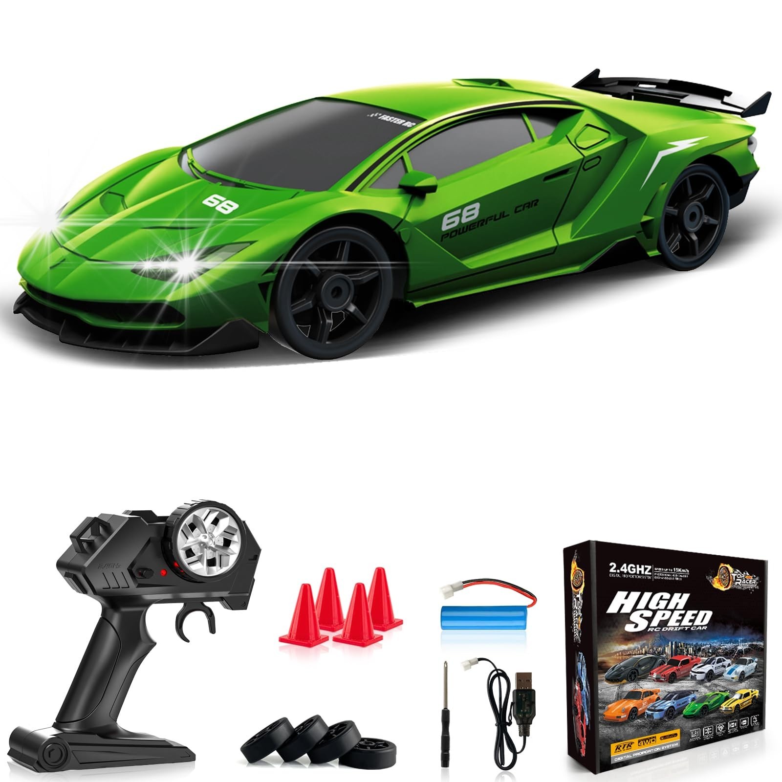 1:24 Remote Control Car 4wd 15km/h High Speed Racing Sport C