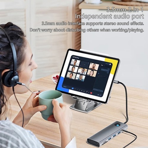 10Port USB C Docking Station Video Video 1000M Ethernet 100W Charging Fast Speed - 第 2/10 張圖片
