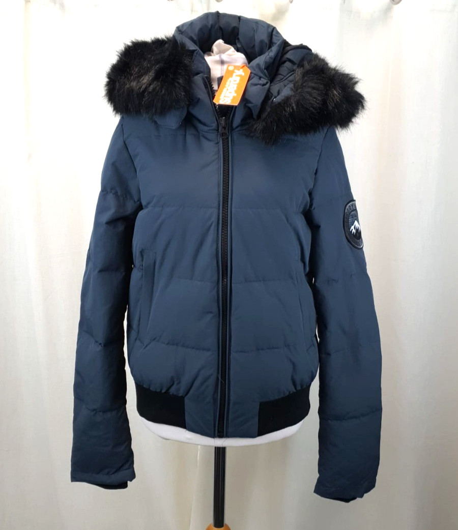 Superdry Everest Ella Bomber Jacket Teal Size S / 10 Uk Rrp £119.99 CR066 HH 01