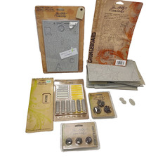 Tim Holtz Idea Ology Grunge Board Embellishments Misc Craft Lot Fasteners Ticket