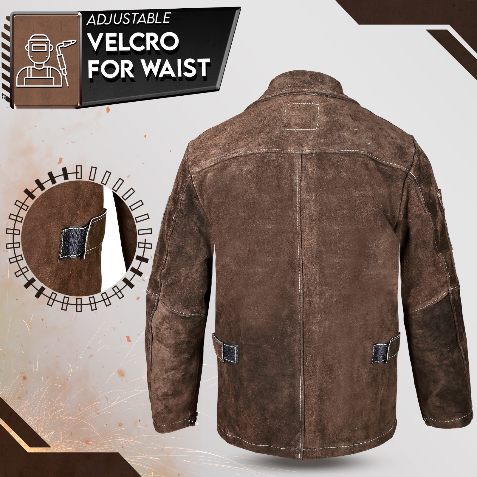 Leather Welding Jacket Flame Resistant Heavy Duty TIG MIG Welders Work Jacket