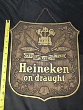 Heineken On Draught Beer Sign Vintage Plastic Sign Man Cave Bar